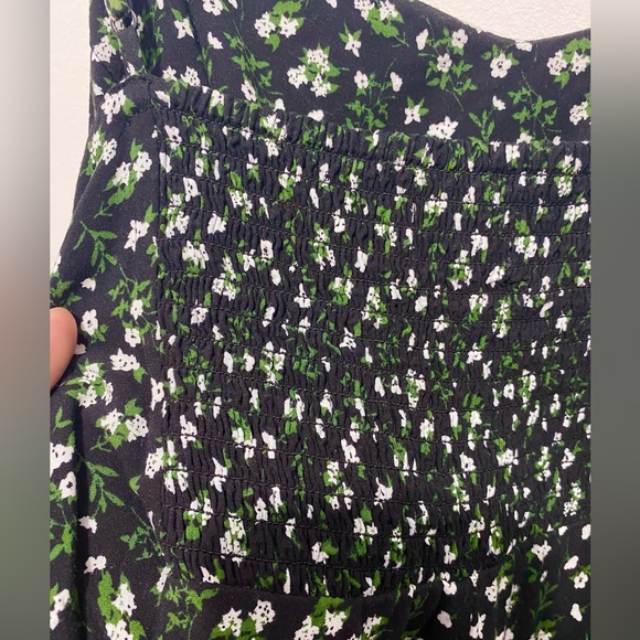 Large OLD NAVY Fit and Flare Smocked-Back Black and Floral Cami Dress - Picture 4 of 5